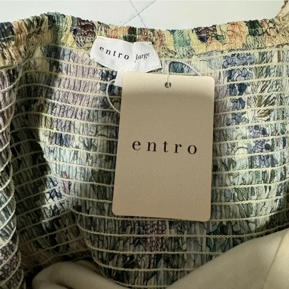 Entro Green Floral Puff Sleeve Midi Dress - Picture 4 of 4